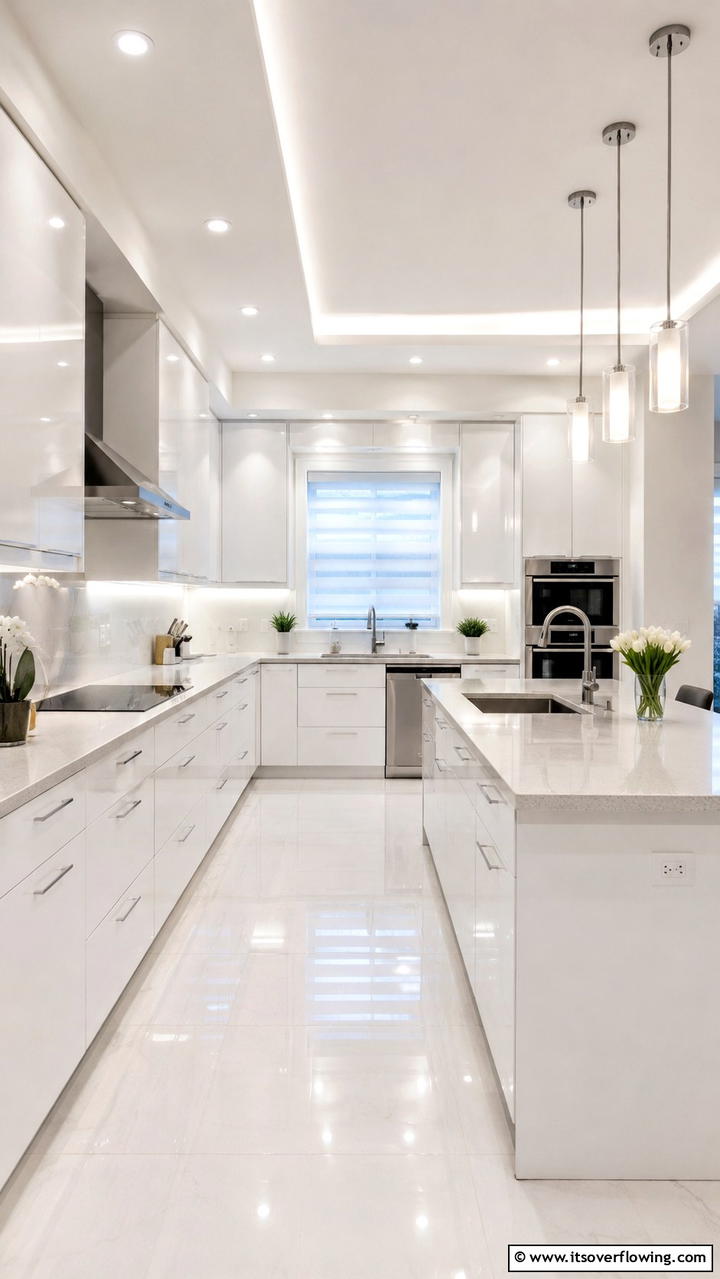 Understated White Lighting - 21 Timeless White Kitchen Ideas for a Clean, Bright Look