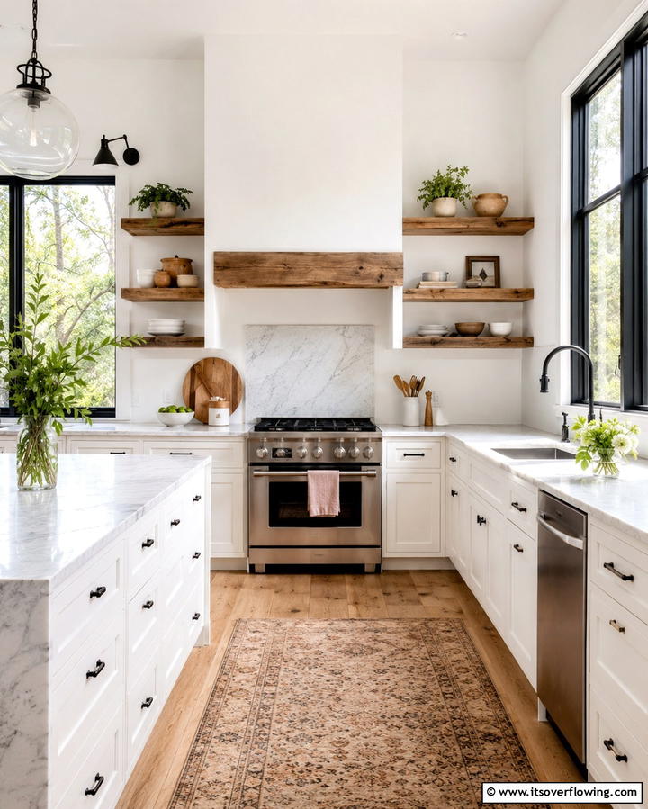 Understated White Walls - 30 Rustic White Kitchen Ideas for Timeless Farmhouse Style