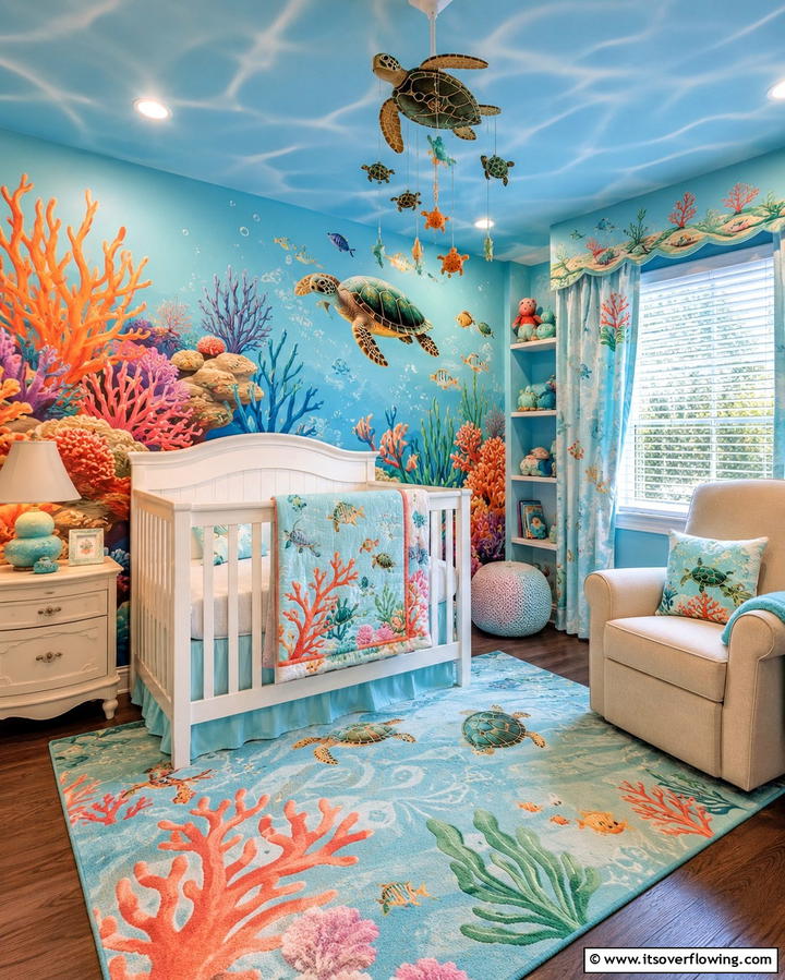 Underwater Coral Reef - 30 Nature Themed Nursery Ideas for a Serene Kids Room