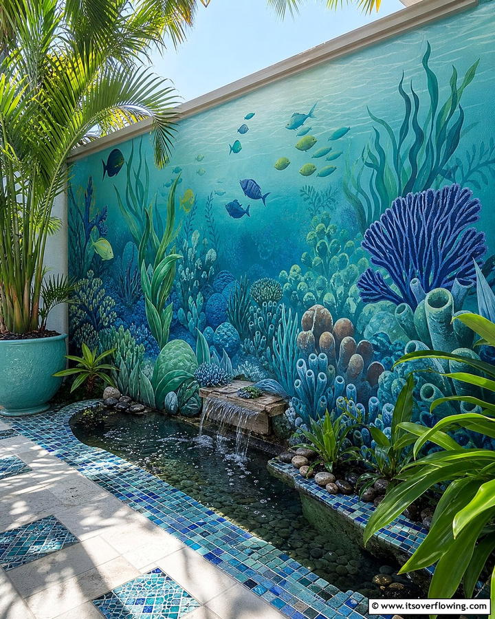 Underwater Garden Mural - 21 Garden Mural Ideas to Transform Outdoor Walls Artistically