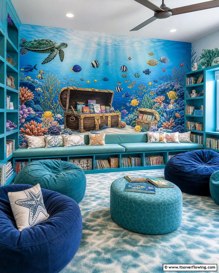 Underwater Reading Adventure - 20 Library Murals to Inspire Your Next Home Project