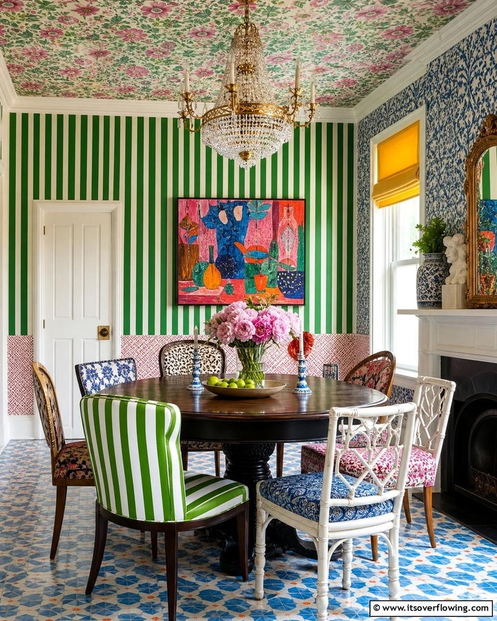 Unexpected Patterns for Visual Playfulness - 25 Eclectic Dining Room Ideas for Unique Gatherings
