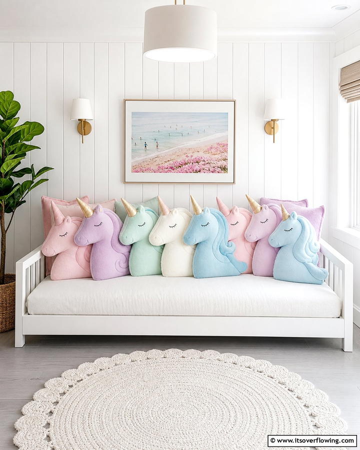 Unicorn Shaped Pillows - 25 Unicorn Bedroom Ideas for a Magical Space