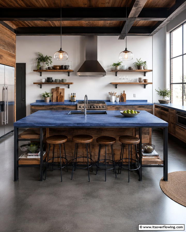 Unique Appeal of Denim Blue Countertops - 30 Blue Countertop Kitchen Ideas for Bold Statement Spaces