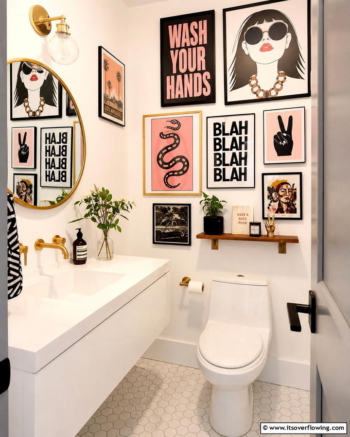 Unique Artwork Displays - 25 Downstairs Toilet Ideas for Small Spaces