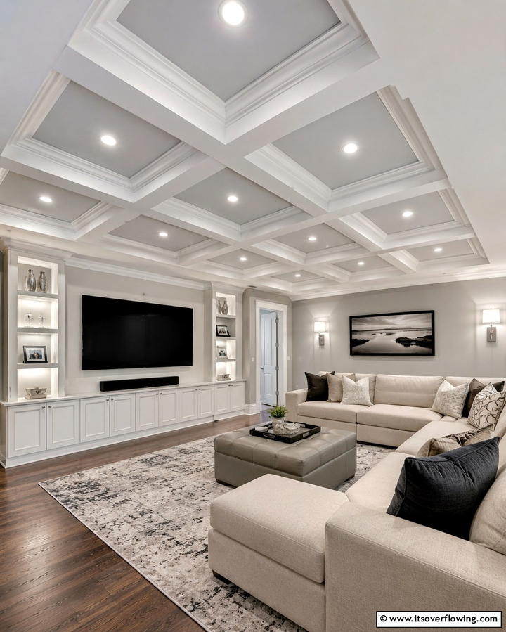 Unique Ceiling Designs for Added Character - 30 Media Room Ideas for Ultimate Living Room Entertainment