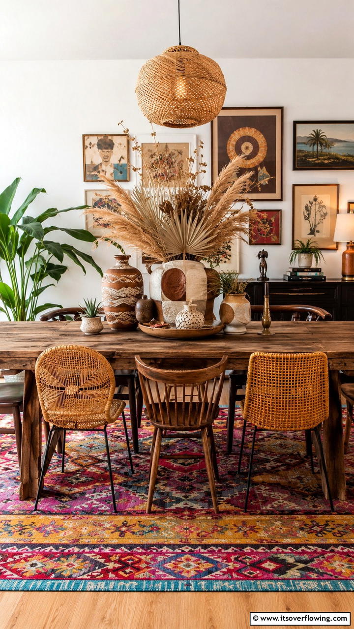 Unique Centerpiece Ideas - 30 Boho Dining Room Ideas for Eclectic, Free-Spirited Style