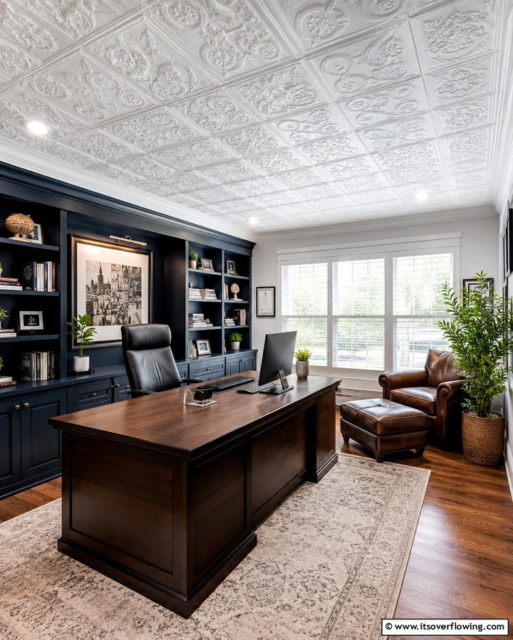 Unique Character for Home Offices - 25 Tin Ceiling Ideas for a Vintage Touch