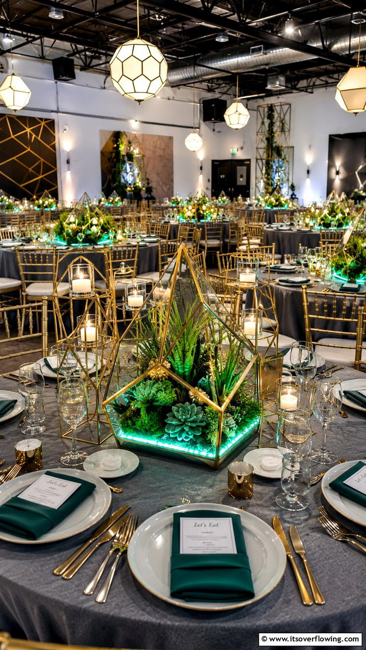 Unique Emerald Centerpiece Designs - 30 Emerald Green Wedding Ideas for Luxurious Celebrations