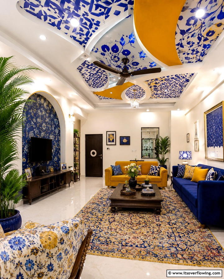 Unique Patterned Pop Design - 30 Pop Ceiling Design Ideas for Modern Home Interiors