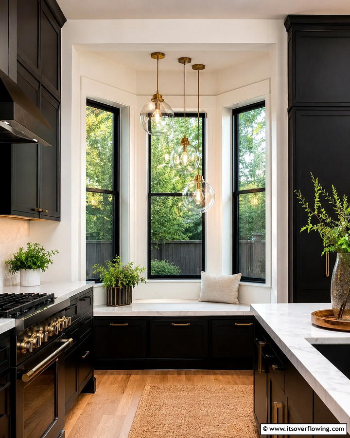 Unique Pendant Lighting - 25 Kitchen Bay Window Ideas for a Bright Cooking Space