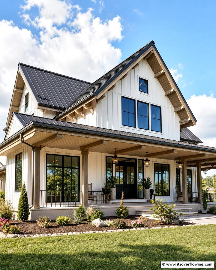 Unique Roof Overhangs and Eaves - 21 Modern Farmhouse Exterior Ideas to Boost Curb Appeal