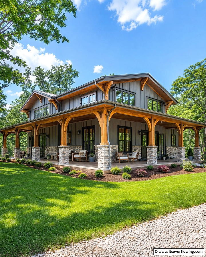 Unique Roof Overhangs - 20 Barndominium Exterior Ideas for Curb Appeal