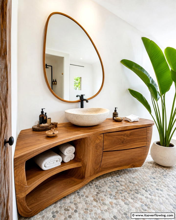 Unique Shapes and Styles - 20 Wood Bathroom Vanity Ideas for a Warm Look
