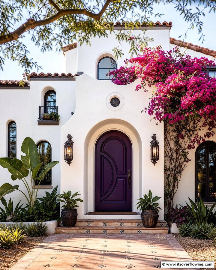 Unique Shapes for a Standout Design - 20 Dark Purple Front Door Ideas for a Bold Entrance
