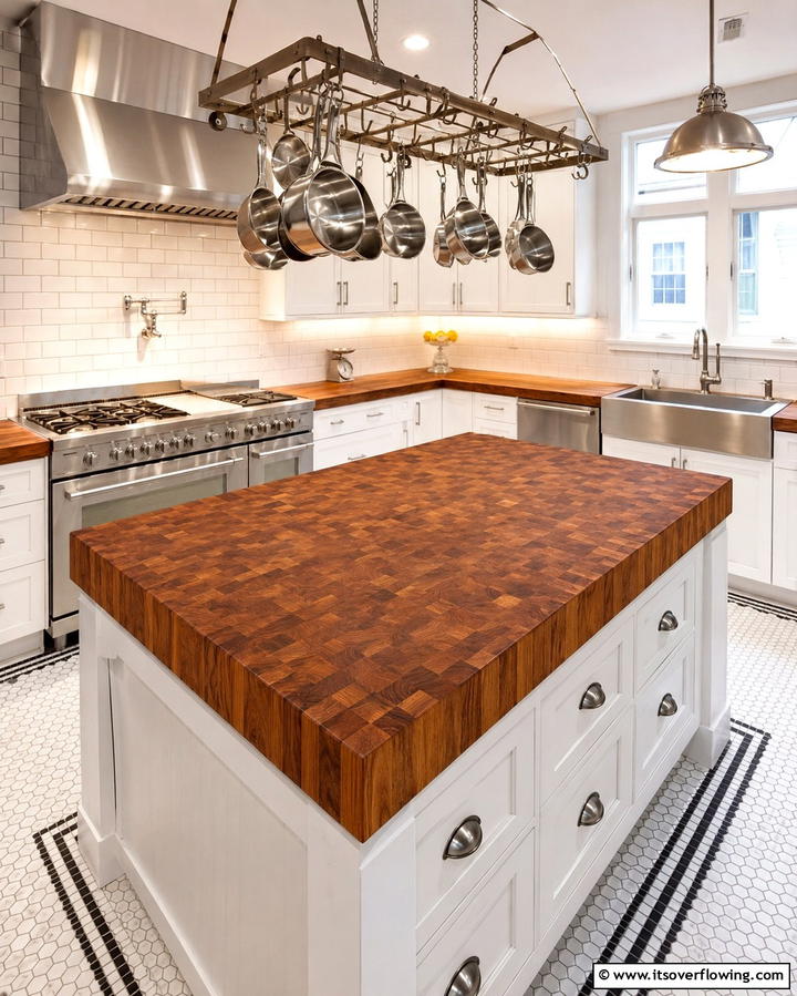 Unique Texture with End Grain Countertops - 20 Wood Countertop Ideas for a Natural and Stylish Kitchen
