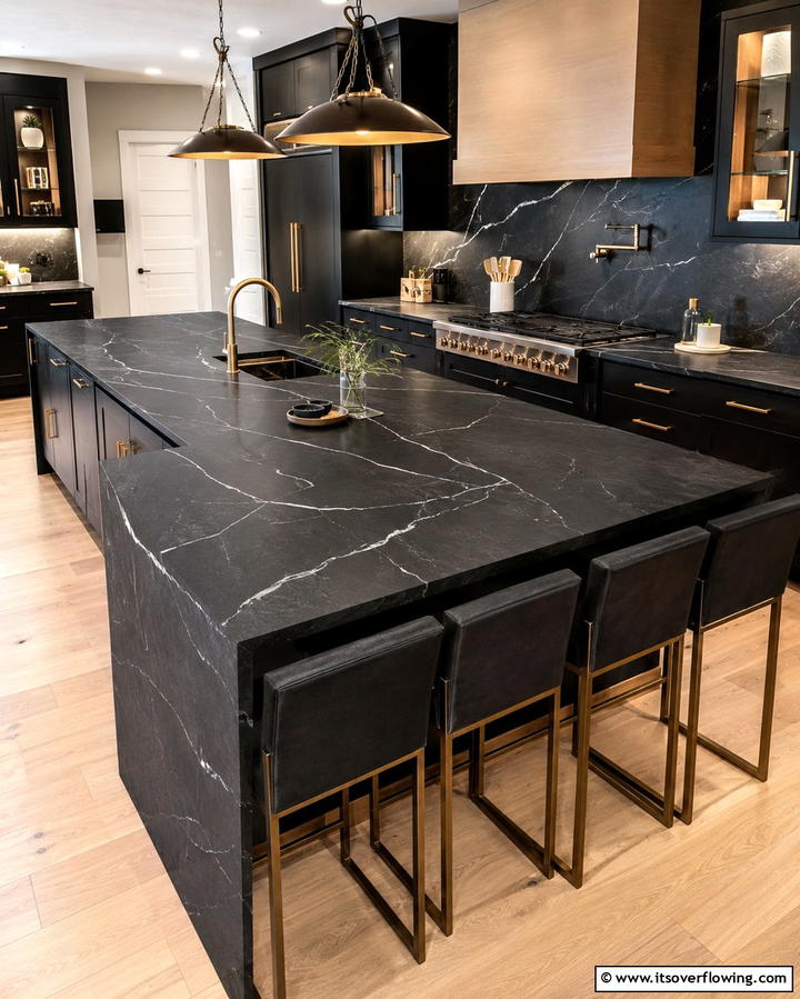 Unique Veining for a Personalized Touch - 25 Soapstone Kitchen Countertops Design Ideas