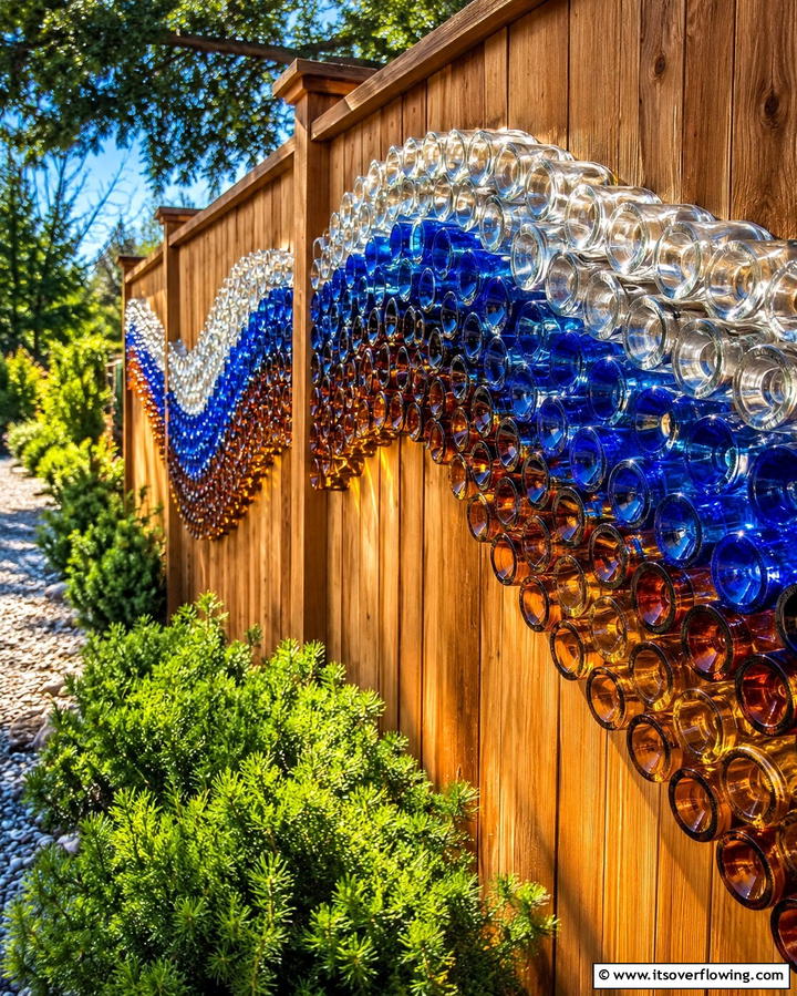 Upcycled Bottle Decorations - 25 Fence Art Ideas to Add Personality to Your Yard