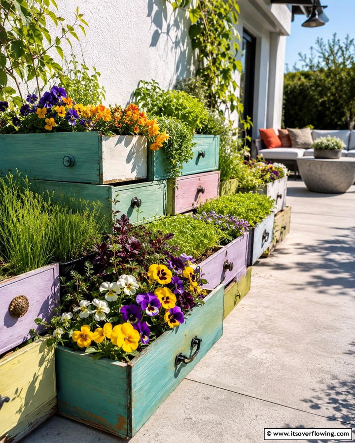 Upcycled Drawer Garden Beds - 25 Inexpensive Raised Garden Bed Ideas for Your Yard