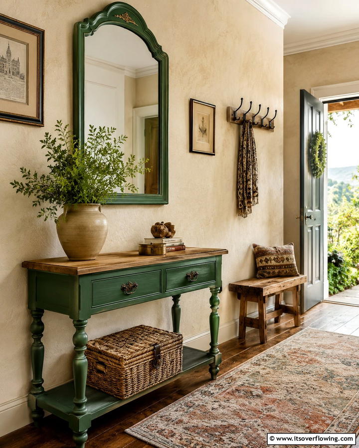 Upcycled Furniture Pieces - 25 Green Hallway Ideas for a Fresh and Inviting Home