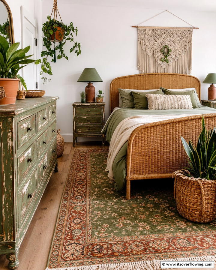 Upcycled Furniture - 20 Green Boho Bedroom Ideas for a Relaxing Retreat