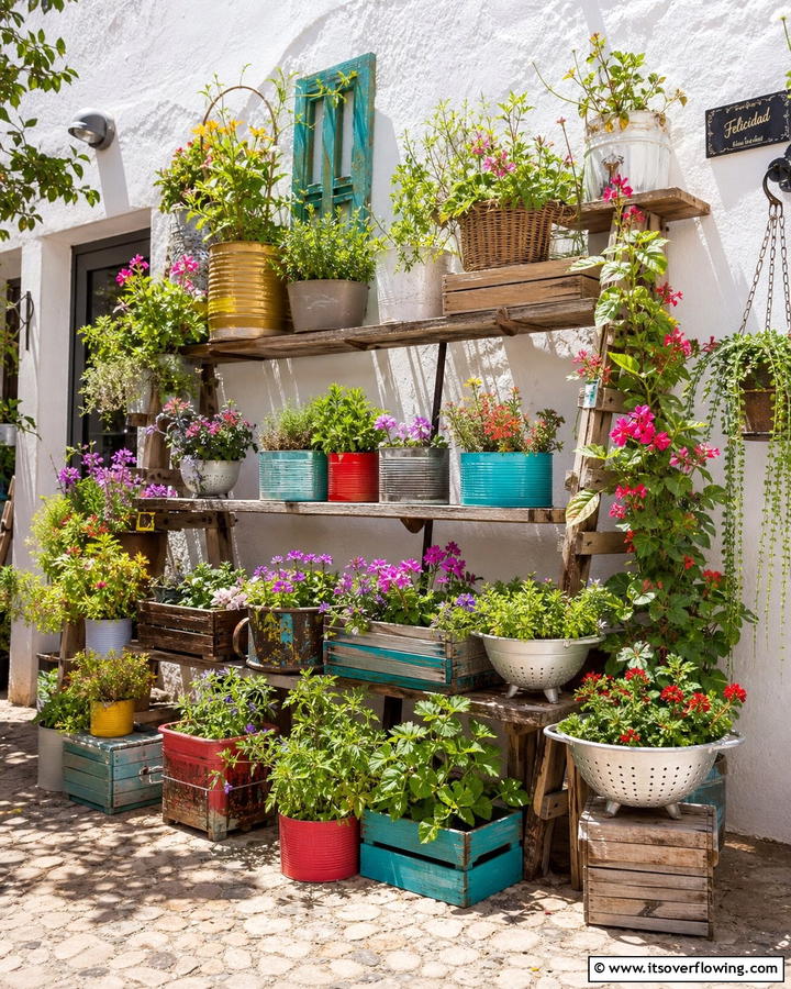 Upcycled Planters - 25 Enchanting Boho Garden Ideas for Outdoor Bliss