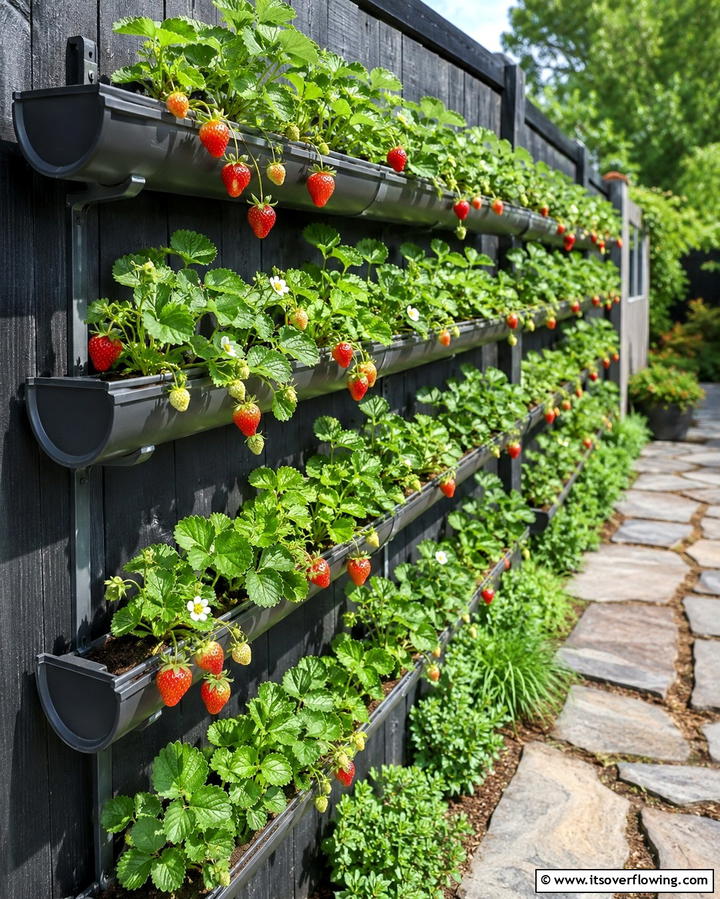 Upcycled Rain Gutters - 25 Strawberry Planter Ideas for Fresh Homegrown Berries