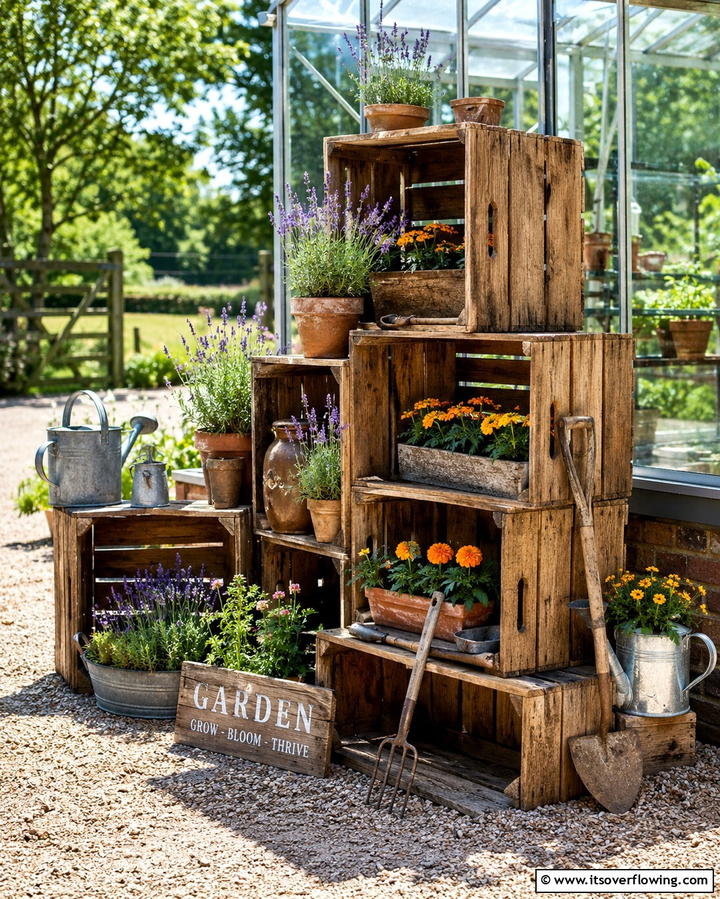 Upcycled Wooden Crates - 25 Vintage Garden Ideas for a Timeless Outdoor Space