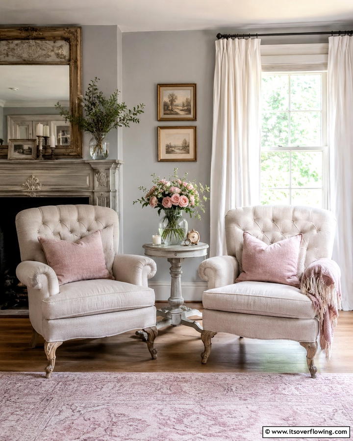Upholstered Armchairs - 25 Shabby-Chic Style Living Room Ideas for a Vintage Look