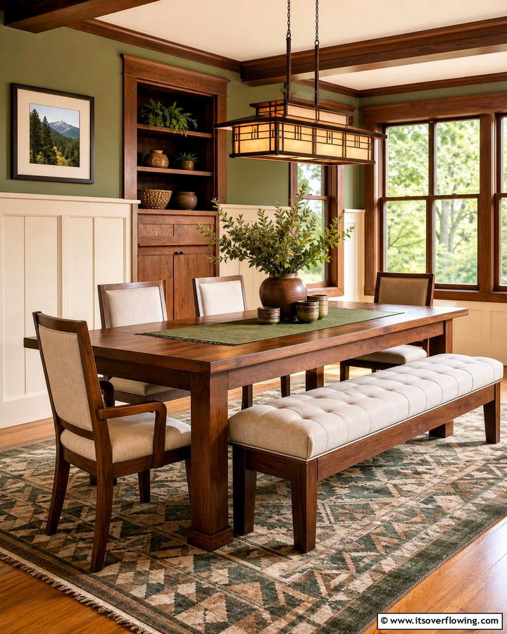 Upholstered Bench Seating for Versatility - 20 Craftsman Dining Room Ideas for a Timeless Look