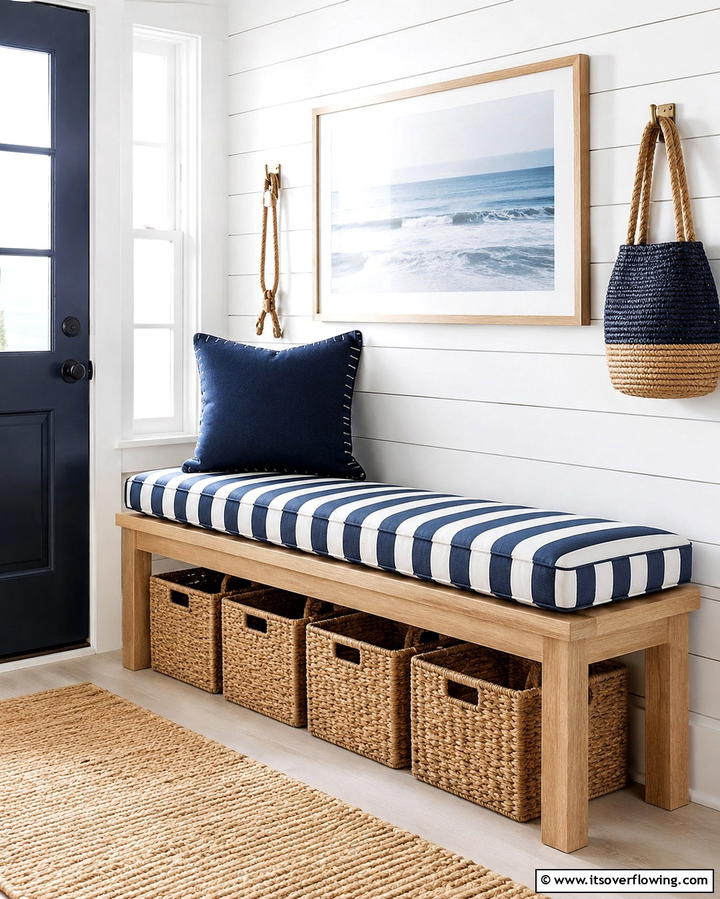 Upholstered Bench with Removable Cushion - 30 Functional Entryway Bench Solutions for Organized Homes