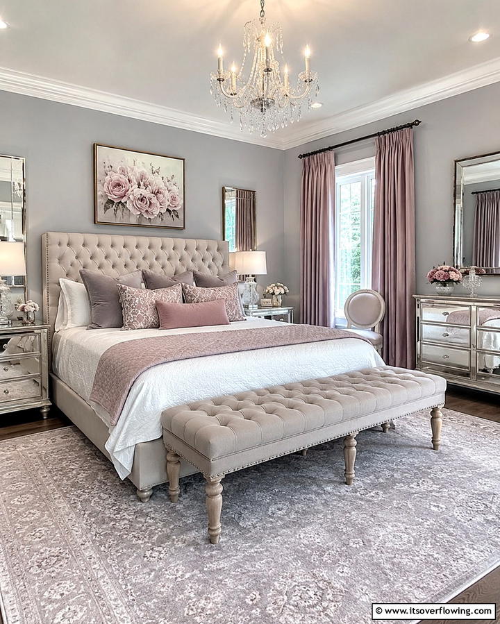 Upholstered Benches at the Foot of the Bed - 25 Grandmillennial Style Bedroom Ideas for a Chic Look