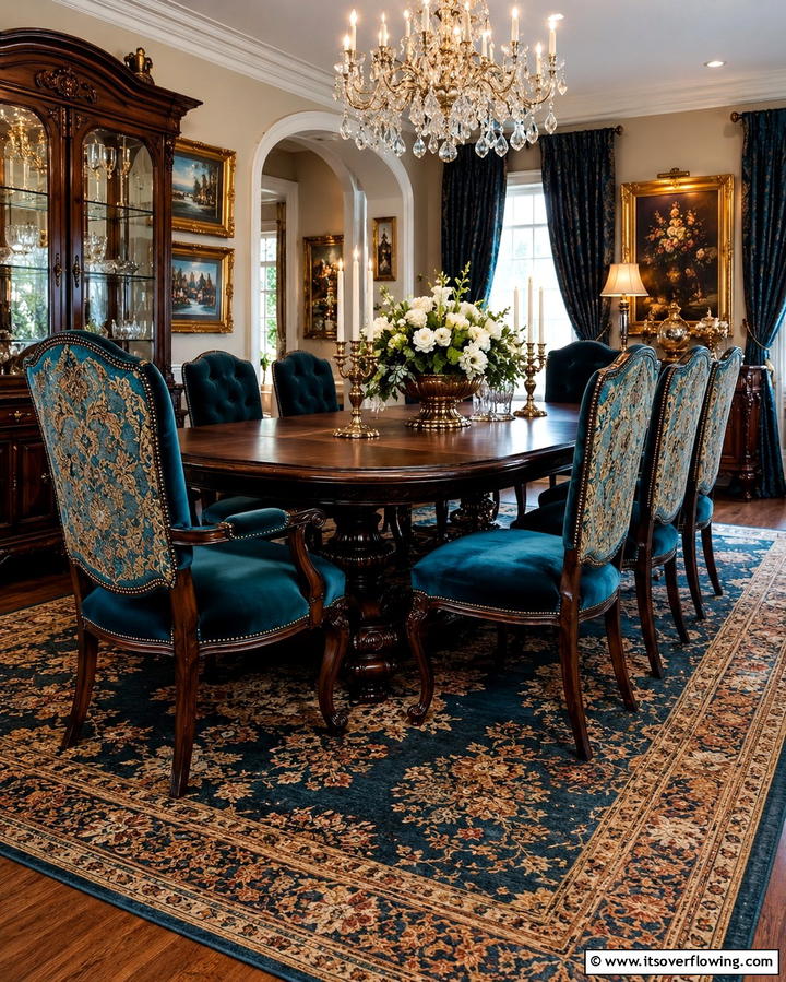 Upholstered Chairs with Classic Fabrics - 20 Vintage Dining Room Ideas for Timeless Elegance