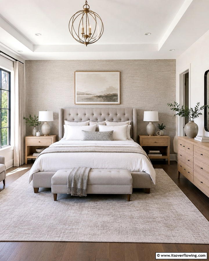Upholstered Elegance in Light Grey - 25 Elegant Grey Headboard Bedroom Ideas for a Calm Space