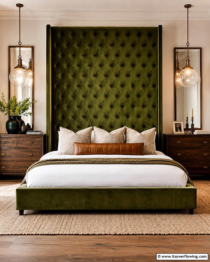 Upholstered Headboards in Earthy Shades - 25 Green and Brown Bedroom Ideas for Earthy Vibes