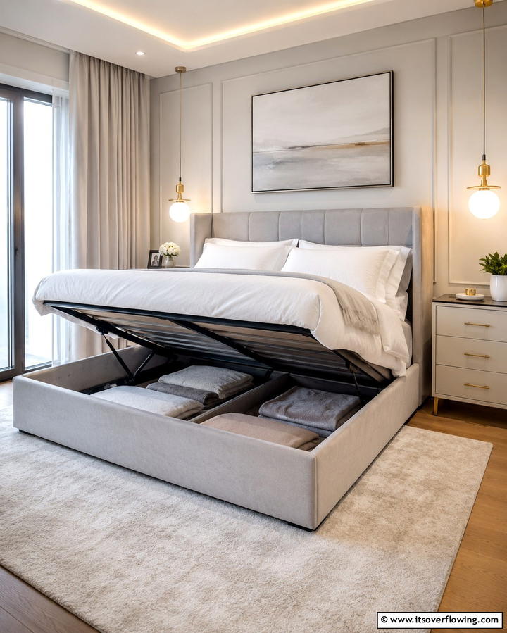 Upholstered Storage Bed - 25 Creative Blanket Storage Ideas for Cozy Homes