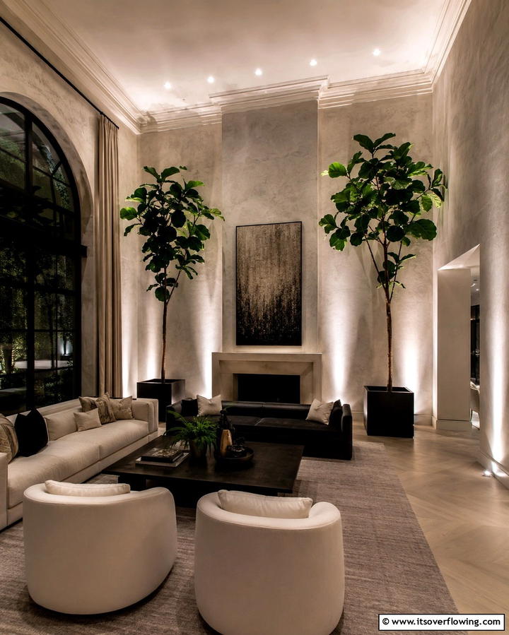 Uplights for Dramatic Effects - 25 Living Room Wall Lighting Ideas for a Bright and Inviting Space