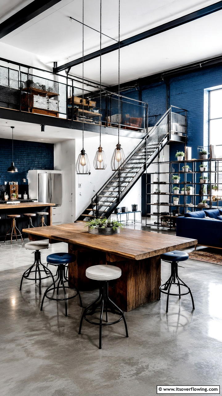 Urban Blue Industrial Style - 30 Blue and White Decor Ideas for a Fresh and Serene Home Style