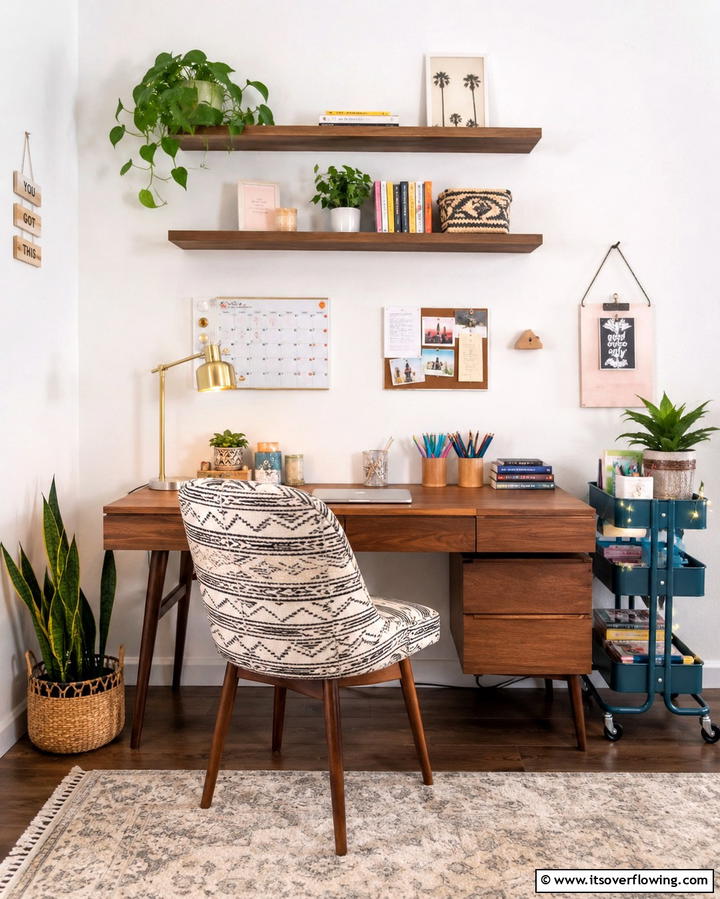 Urban Boho Desk Setup - 30 Vibrant Boho Teen Bedroom Ideas for Creative Self-Expression