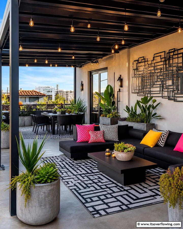 Urban Chic Oasis - 21 Covered Porch Ideas for Year-Round Outdoor Comfort