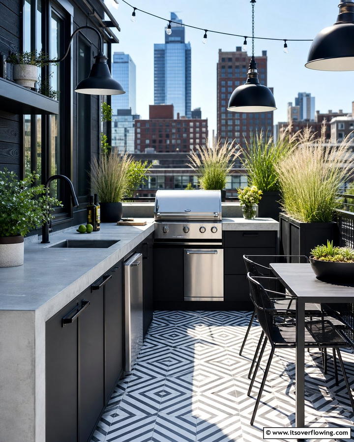 Urban Chic Outdoor Kitchen - 21 Small Outdoor Kitchen Designs for Compact Entertaining