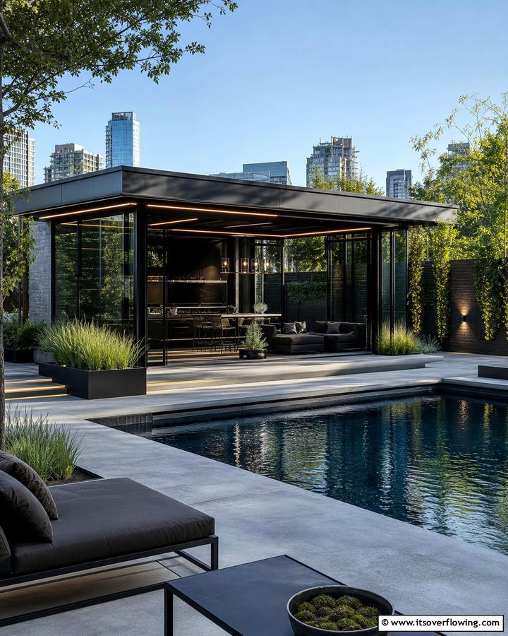 Urban Chic Pool House - 21 Pool House Concepts for Stylish Backyard Escapes & Storage