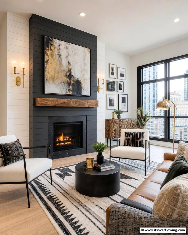 Urban Chic Shiplap Flair - 21 Shiplap Fireplace Design Ideas to Cozy Up Your Home