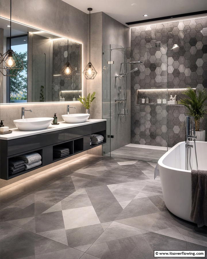 Urban Chic Statement - 21 Grey Tile Bathroom Ideas for Modern and Timeless Designs