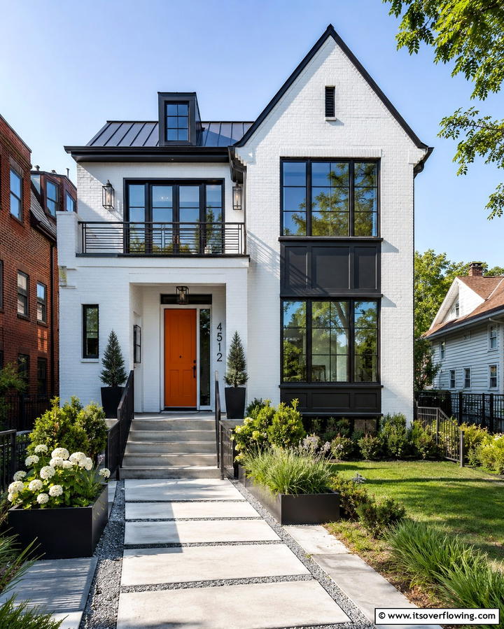 Urban Chic Vibes - 25 White Exterior Home with a Black Roof Ideas
