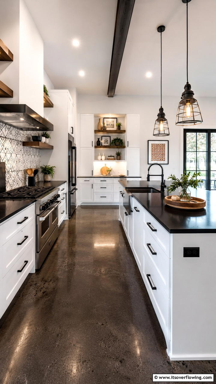 Urban Chic - 21 White Kitchen with Black Countertops Design Ideas