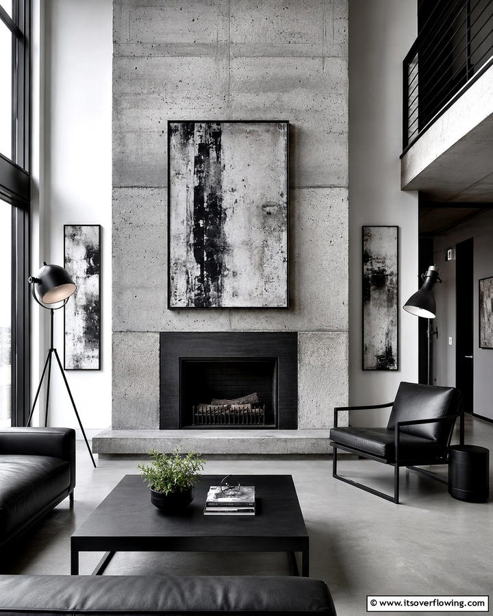 Urban Concrete Faux Fireplace - 30 Faux Fireplace Ideas to Add Warmth Anywhere