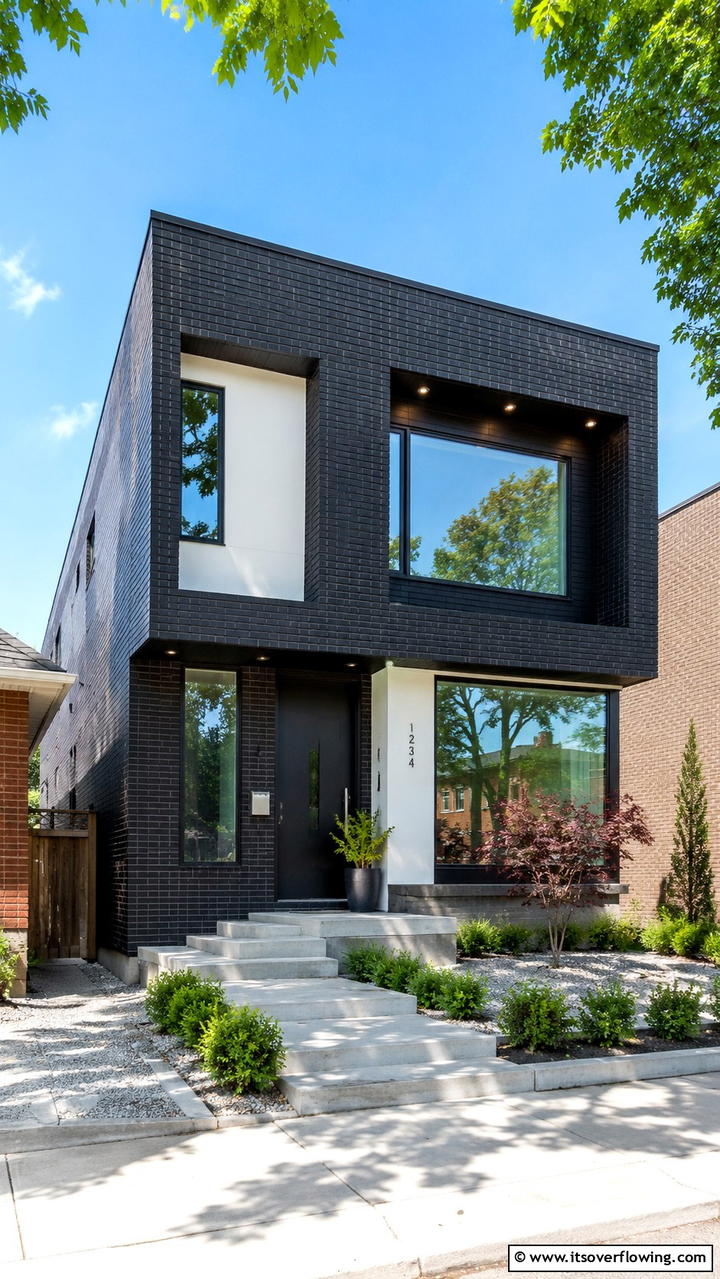 Urban Contemporary Black Brick Design - 30 Black Brick House Exteriors for Bold Curb Appeal