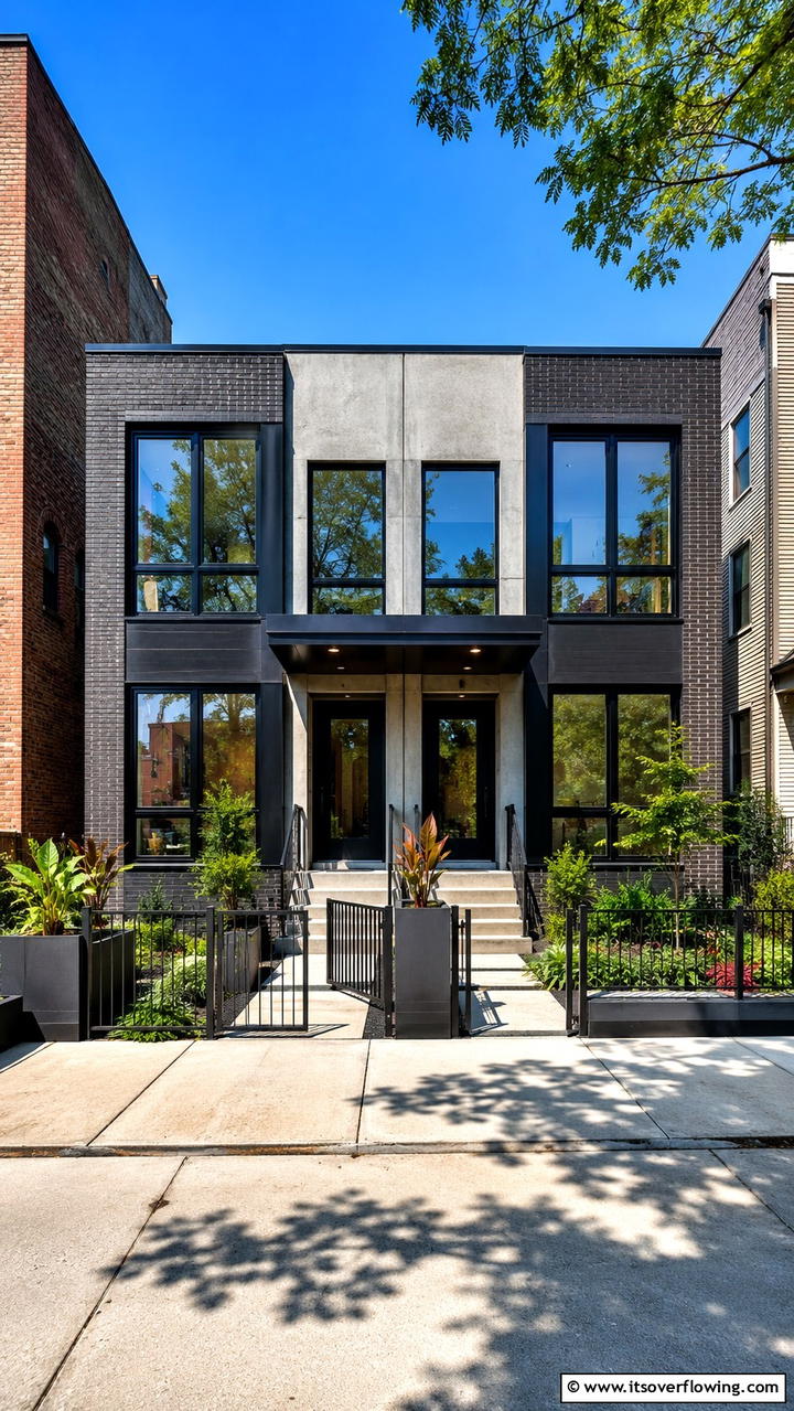 Urban Duplex with Black Windows - 30 Modern House Designs With Black Windows Inspiration