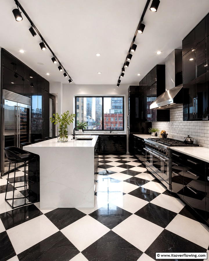 Urban Edge and Elegance - 30 Kitchens with Checkered Floors- Retro-Inspired Designs